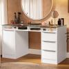 Escrivaninha Penteadeira 136cm 1 Porta 3 Gavetas Tampo de Vidro Branco Madesa