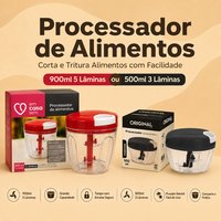Corte e triture fácil! Processador 900ml/500ml para sua cozinha