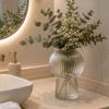 Vaso de Vidro Canelado 17 cm Lines Transparente Wolff - Decoração Sala Escritorio Plantas Flores