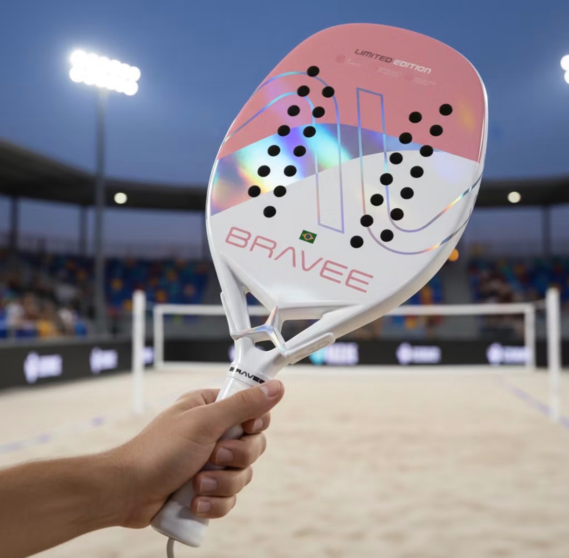 Raquete Beach Tennis 3K Carbono Bravee Profissional Leve Edição Limitada Alta Performance