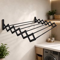 Varal sanfonado 80cm retrátil preto, otimiza seu espaço! ✨