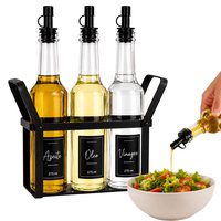 Galheteiro 3 potes vidro: azeite, vinagre e óleo perfeitos! ✨