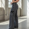 Calça Cargo Jeans Wide Leg