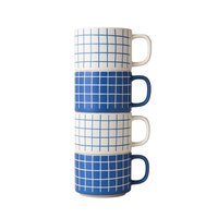 4 Canecas Empilháveis Quadriculadas 430ml Premium! ☕✨