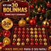Bolinhas Para Árvore de Natal 3cm Enfeites 15/30 Unidades Pendentes Decoração Natalina Fosca Brilhante Glitter Item Luxo