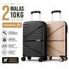 Kit 2 Malas Casal 10Kg Com Extensor Viagem Giratória Anti-Furto Abs Férias