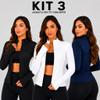 KIT 3 Casaco Dryfit Feminino Slim Proteção UV Academia Treino Fitness Zíper Manga Longa Premiu Modeladora Dry Fit Casual