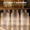 Jogo de Copos Vidro Borda Dourada Canelado 12 ou 6 unidades 420ml Elegante