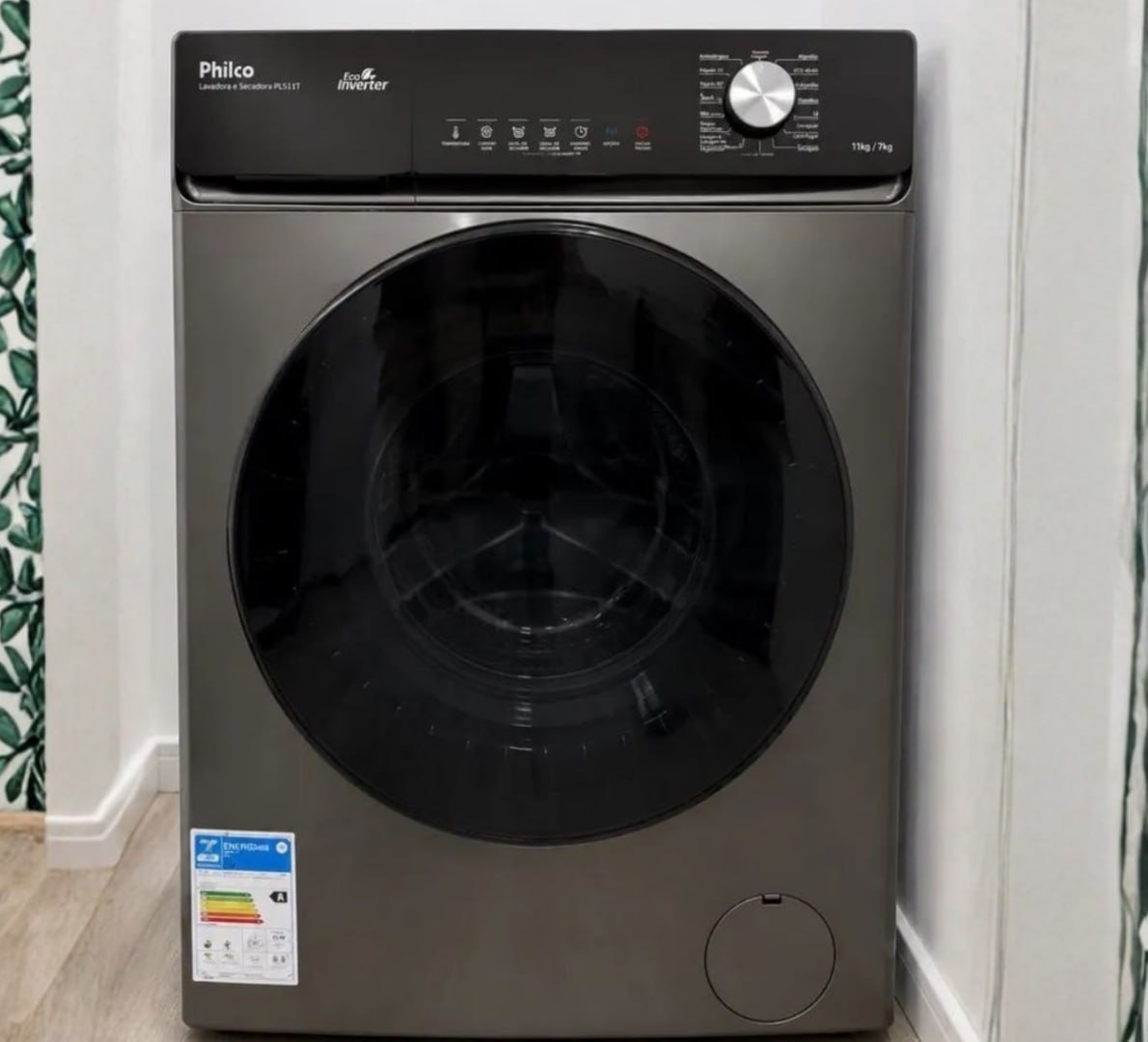 Lava e Seca Philco 16 Programas Eco Inverter 11kg Titânio