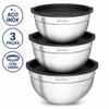 Kit 3 Bowls Inox com Tampa Bumper 1,4L 2L 2,6L Empilháveis Pote Tigela Multiuso