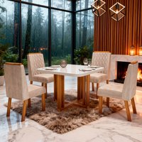 Sala de Jantar Paola 4 Cadeiras OFF-White: sofisticação em sua casa! ✨️