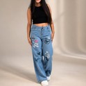 Calça jeans wide leg infantil juvenil 10 aos 16