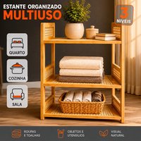 Organize tudo com a estante bambu 3 andares! ✨ Versátil e linda!
