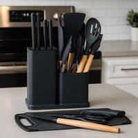 Kit Cozinha 19 Peças Silicone Antiaderente Facas Inox