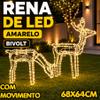 Rena De Led Pequena Com Movimento 68x64cm Bivolt Led Amarelo Decoração Natalina Enfeite Natal