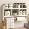 Nicho Porta Papel Toalha e Condimentos Potes Cozinha Banheiro 100% MDF BRANCO TX 15mm Tubo Metal Montado