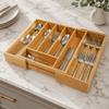 Porta Talheres Extensível Organizador de Gaveta MDF – Divisórias Ajustáveis 5 a 7 Compartimentos para Cozinha