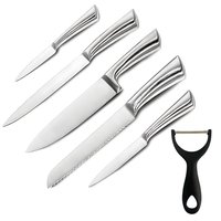 Kit 5 Facas Aço Inox + Descascador: cozinha de chef! ✨