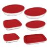 Conjunto de Assadeiras de Vidro Marinex com Tampa Vermelha 6 Peças