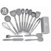 Kit Cozinha De Silicone Cabo De Aço Inox 15 peças Grande Alta Qualidade
