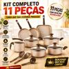 Jogo de Panelas Antiaderente 8, 10 ou 11 Peças - Com Tampas de Vidro e Utensílios