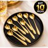 Kit 10 Colheres Coração Dourada luxo inox Café Sobremesa