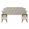 Conjunto Mesa De Cab Com Gaveta + Cabeceira Estofada Box Para Cama Queen KELLY E KIT TED BRA/FREIJÃ