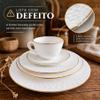 Aparelho de Jantar Pratos Canecas Opaline Texturizado Borda Dourada 20pcs - Divine