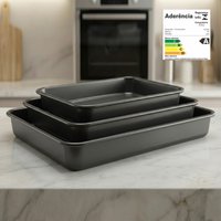 Kit 3 Assadeiras Antiaderentes: Bolos, Lasanhas e Sobremesas perfeitas! ✨