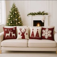 Kit 4 capas de almofadas 45x45cm Natal ✨ Deixe seu lar festivo!