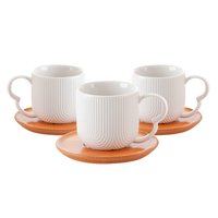 Kit 4 xícaras Oásis 90ml, café/chá com pires bambu! ☕