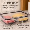 Porta Frios Duplo Preto para Presunto e Queijo Com Fundo Removível Para Conservar e Organizar a Geladeira Hermetico
