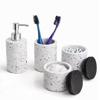 kit lavabo 4 Peças, feito em concreto, Porta Sabonete líquido, Porta Escova, Porta cotonete, Porta algodão