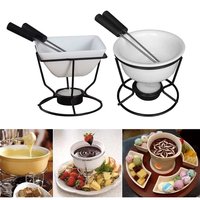 Kit fondue cerâmica 3 peças: chocolate cremoso e momentos doces!
