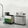 Kit 2em1 Escorredor Talheres + Dispenser Detergente Aço Inox Bancada Cozinha