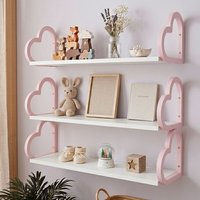 Kit 3 prateleiras coração infantil rosa e branco! Puro encanto!✨