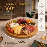 Petisqueira giratória 360° bambu: charme e praticidade! ✨