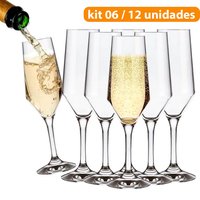 Kit Jogo 12 Taça Vidro Cristalino Buffet 186ML