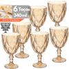 Kit 6 Peças De Taças 330ml De Vidro Diamond Vinho Água Drinks Ambar Buffet Ambar Fume