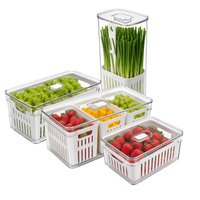 Kit Organizador Geladeira 2,2/5L + Cesto Tempero Salada Frutas Legumes c/ Tampa! ✨