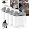 Kit 4un Dispenser Flow 1,5 Litros Porta Sabão Líquido em Pó Amaciante Alvejante Organizador Armário de Lavanderia