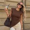 Blusa Feminina Muscle tee Assimétrica Ponta Básica Elegante Canelada Premium