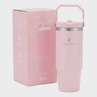 Garrafa Térmica Inox 900ml Tampa Flip Straw Canudo Com Alça Rosa-claro