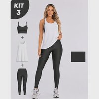 Conjunto Fitness Top Legging E Regatão Feminino Academia Preto M