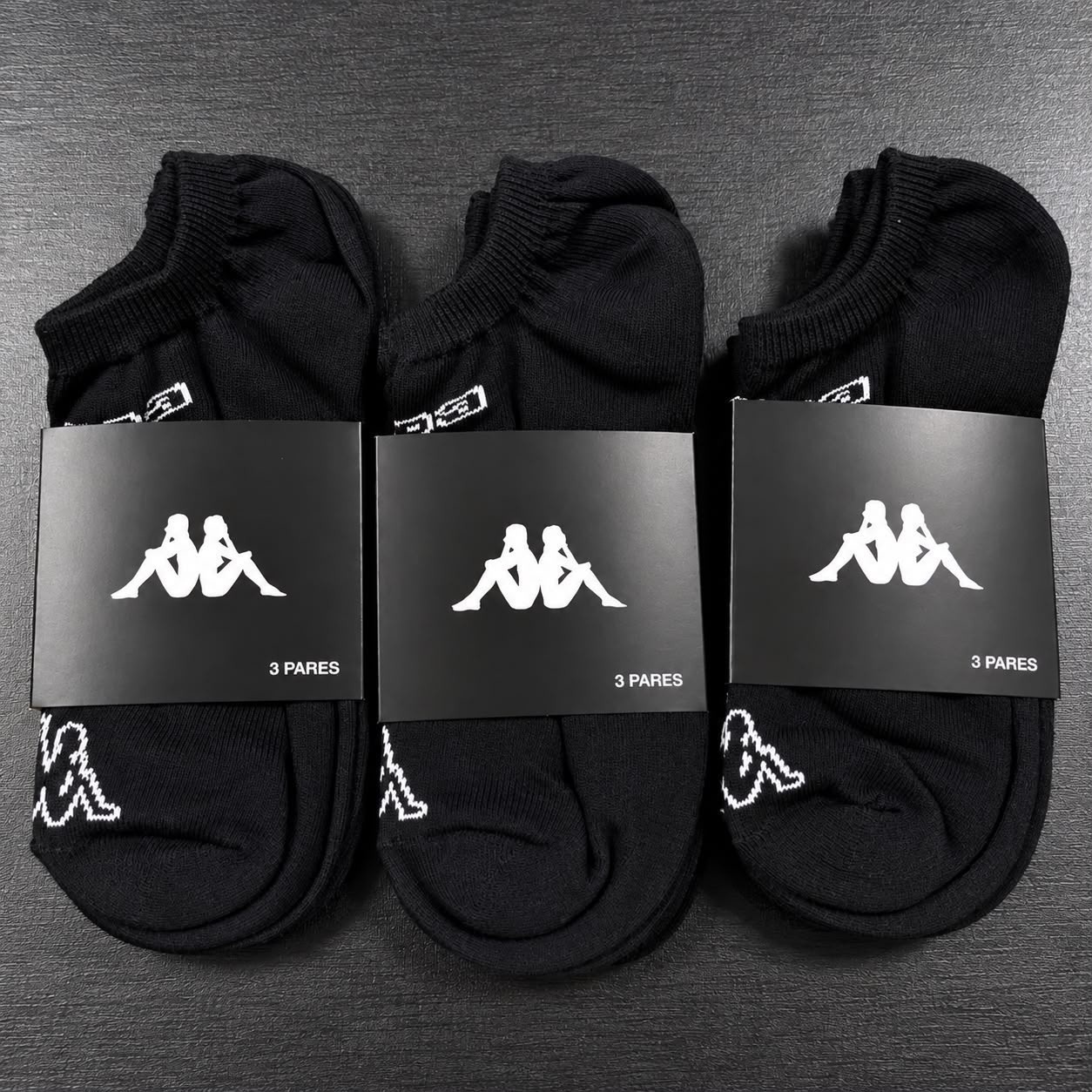 Kit 3 Pares Meias Kappa Sapatilha Soquete Invisível Original Preto 38-43