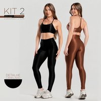 Kit 2 Conjuntos Fitness: Tops + Leggings Brilhosas