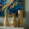 Conjunto 3 Vasos Cerâmica Dourado Jarro Decoração Enfeite Sala Mesa Cozinha Moderna Peças Decorativa