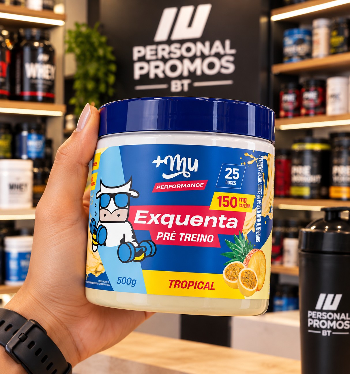 Suplemento em pó +Mu Performance Pré treino Exquenta sabor Abacaxi e Maracujá x 500g