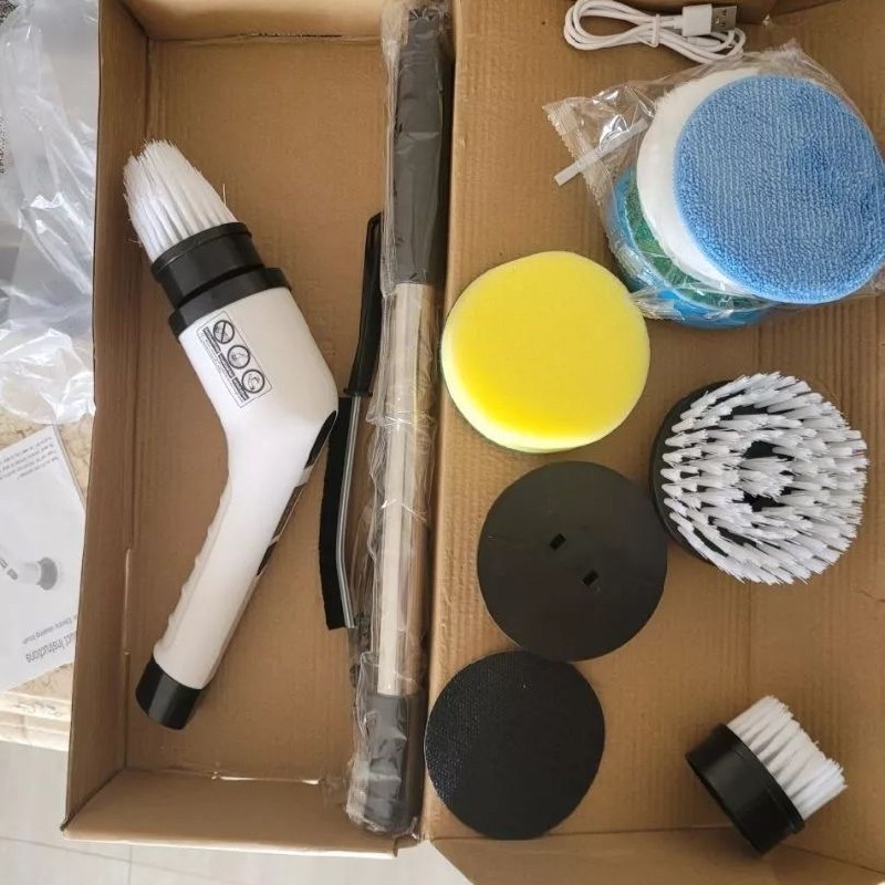 Escova de limpeza elétrica 12 em 1 giratória recarregável cabo regulável EPS-4112 - PRETO