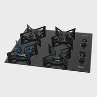 Cooktop Fit Line Fischer 4 Bocas Chama Rapida Trempe Iron Vidro Preto 36310-102671